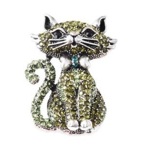 Austrian Multi color crystal Cat brooch necklace